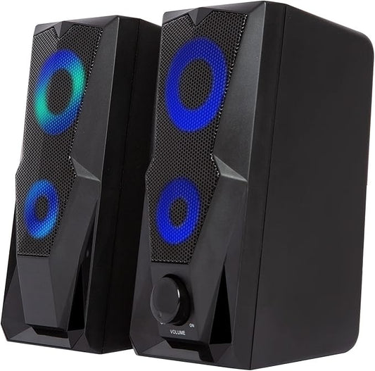 i-Star PC Speakers – Compact 6W Wired Computer Speakers – 3.5mm Jack – RGB LED Lights