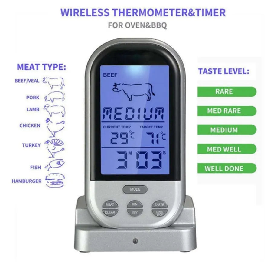 Digital Wireless Thermometer – Kitchen Oven – Outdoor Grill/Barbeque