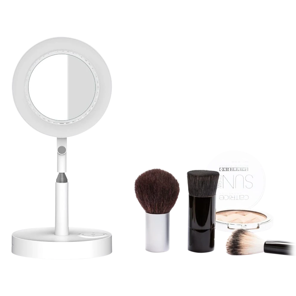 GeoSmartPro AirLit Voice-Enabled Portable Smart Desk Fan with Ring Light Mirror