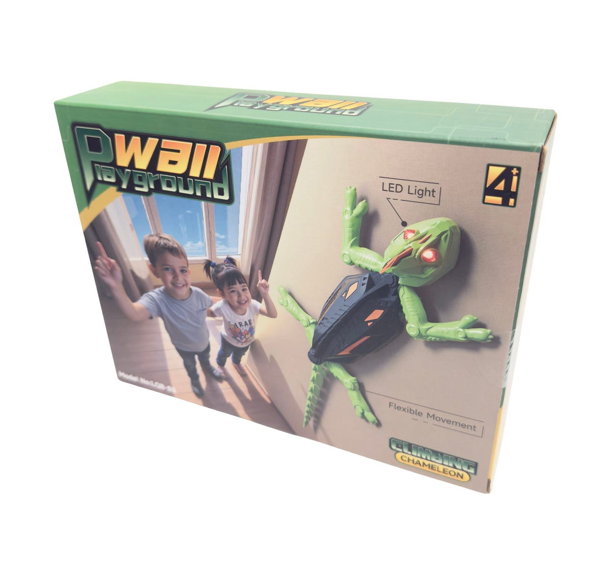 Wall-climbing chameleon and included accessories