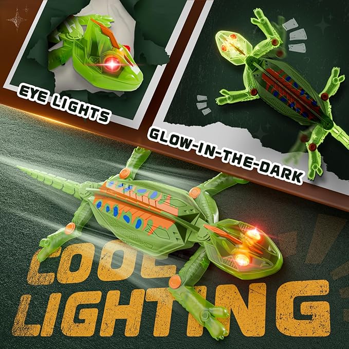 Glow-in-the-dark chameleon toy features