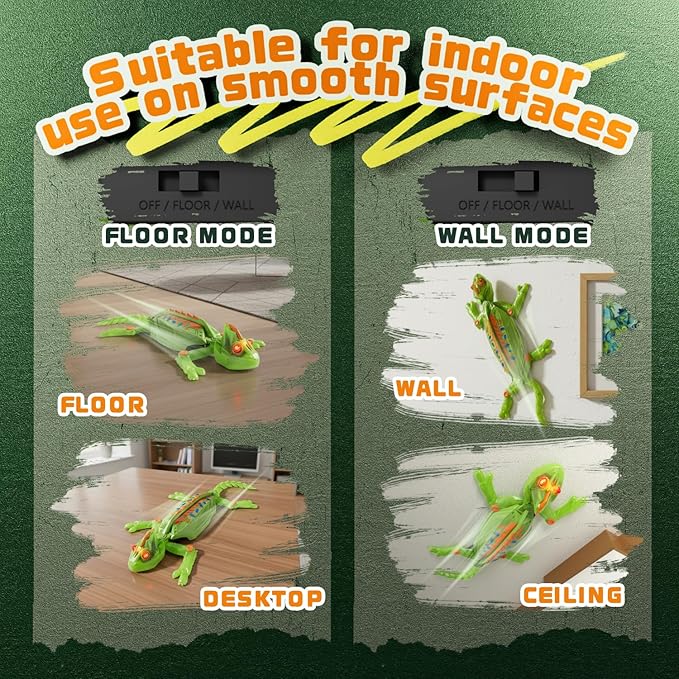 Wall-climbing chameleon toy in use