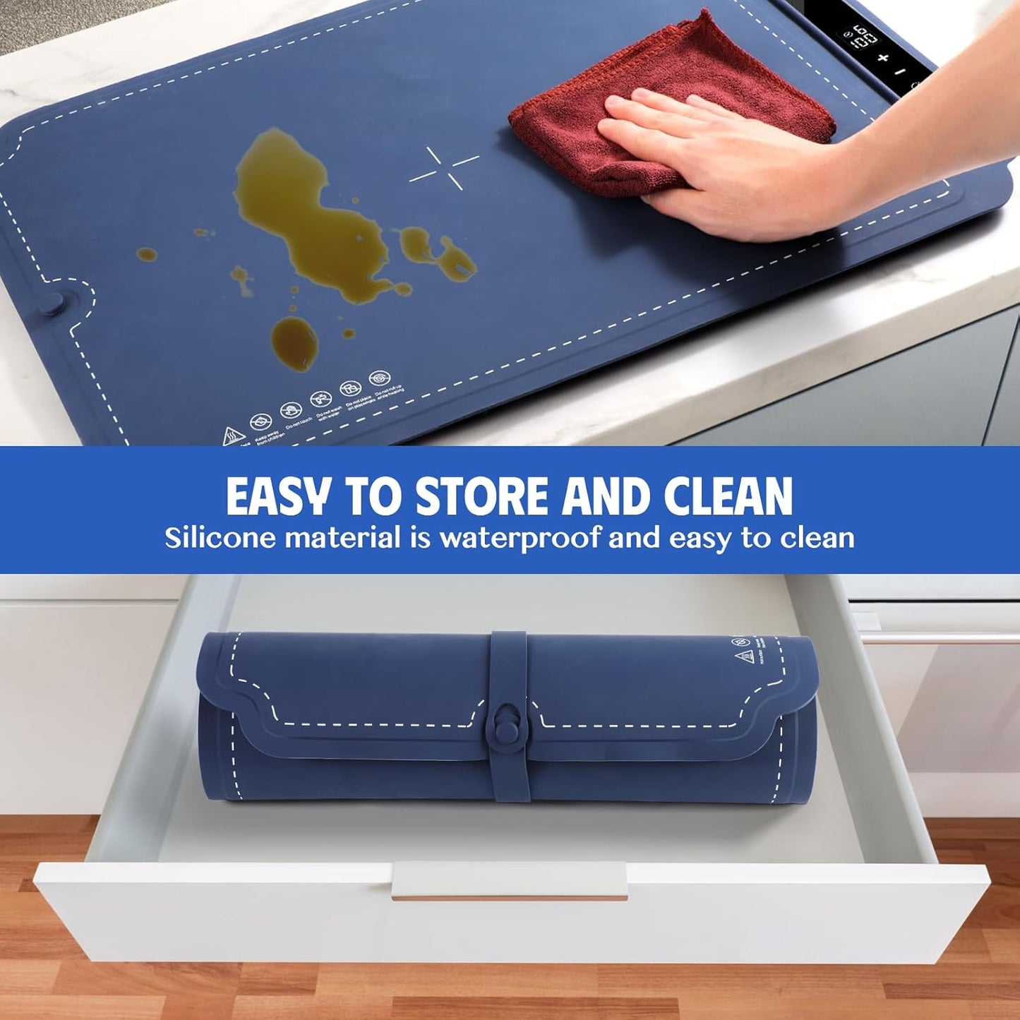 Food Warmer Mat – Portable Silicone Food Warming Mat – 7 Level Temperature and 6 Hours Timer