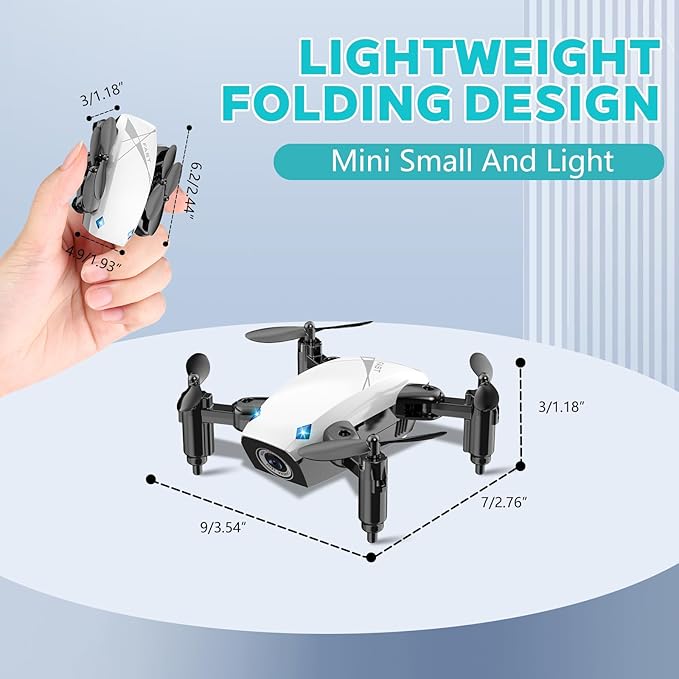 Drone with Camera – White – Foldable Wings – Voice & Gesture Control – 2 Rechargeable Batteries