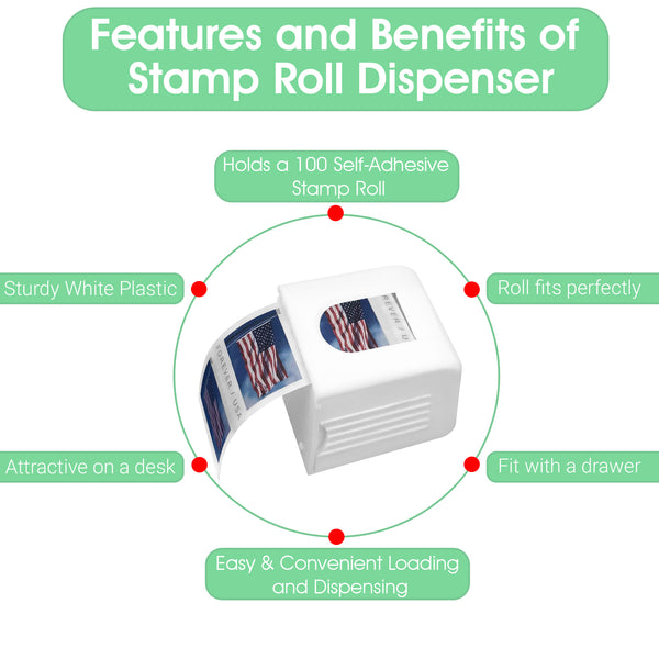 3 Pack Postage Stamp Dispenser for a Roll of 100 Stamps
