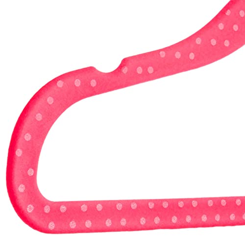 AmazonBasics Kids Velvet Non-Slip Clothes Hangers, 30-Pack, Pink Polka Dot