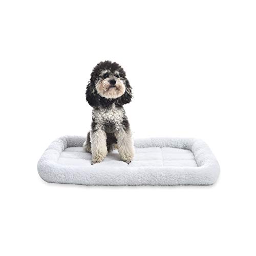 Amazon Basics 29-Inch Padded Pet Bolster Bed, White, 29.13"L x 18.9"W x 2.76"H