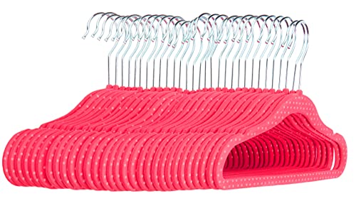 AmazonBasics Kids Velvet Non-Slip Clothes Hangers, 30-Pack, Pink Polka Dot