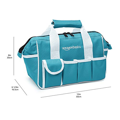 Amazon Basics Tool Set with Tool Bag - 82-Piece, Turquoise