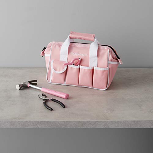 Amazon Basics Tool Set with Tool Bag - 82-Piece, Pink
