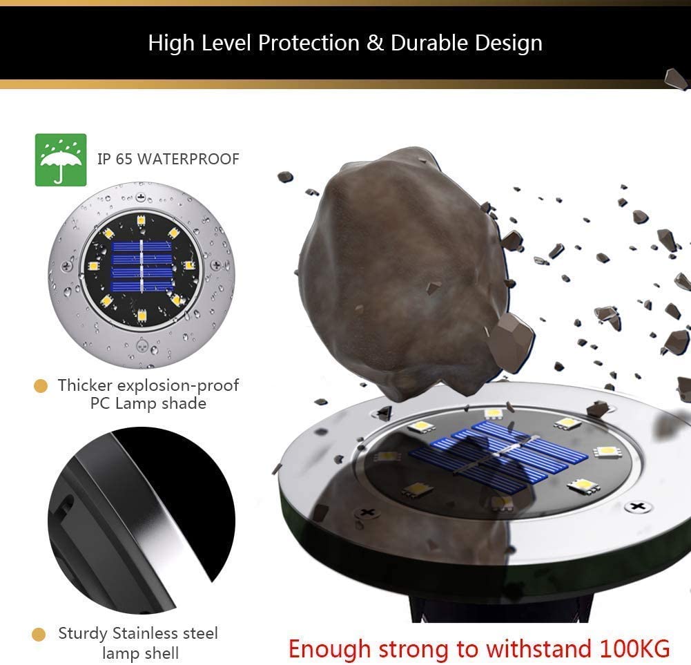 16-Pack Outdoor Waterproof Solar Ground/Pathway Lights 8-LED
