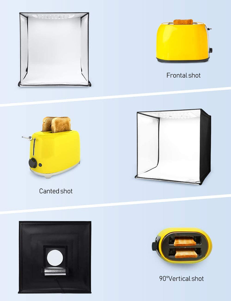 ESDDI Photo Studio Light Box 24"/60cm Adjustable Brightness Portable Folding Hook & Loop