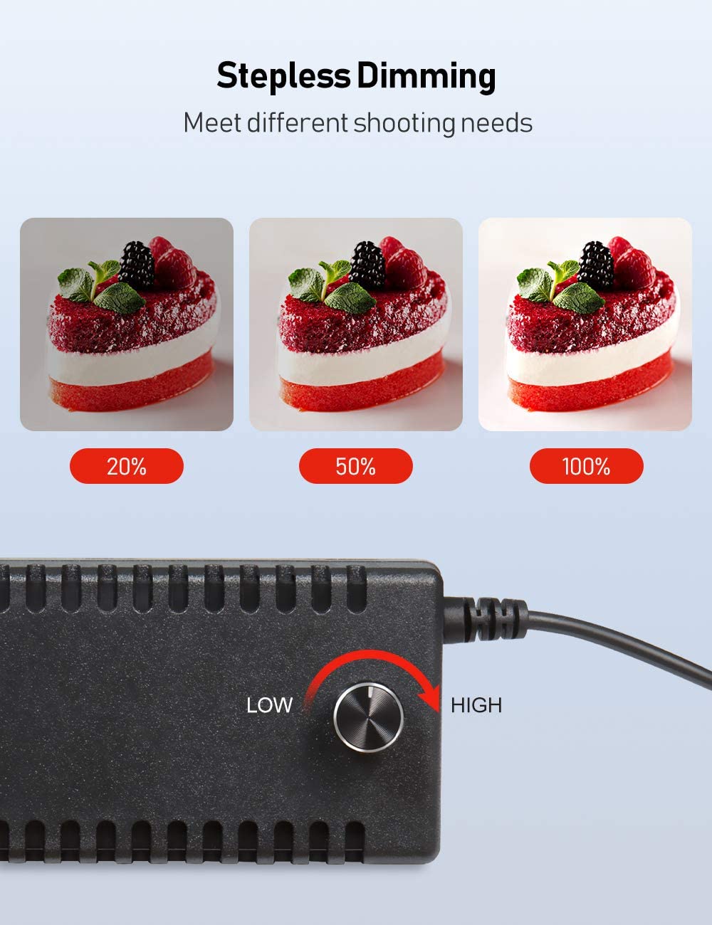 ESDDI Photo Studio Light Box 24"/60cm Adjustable Brightness Portable Folding Hook & Loop