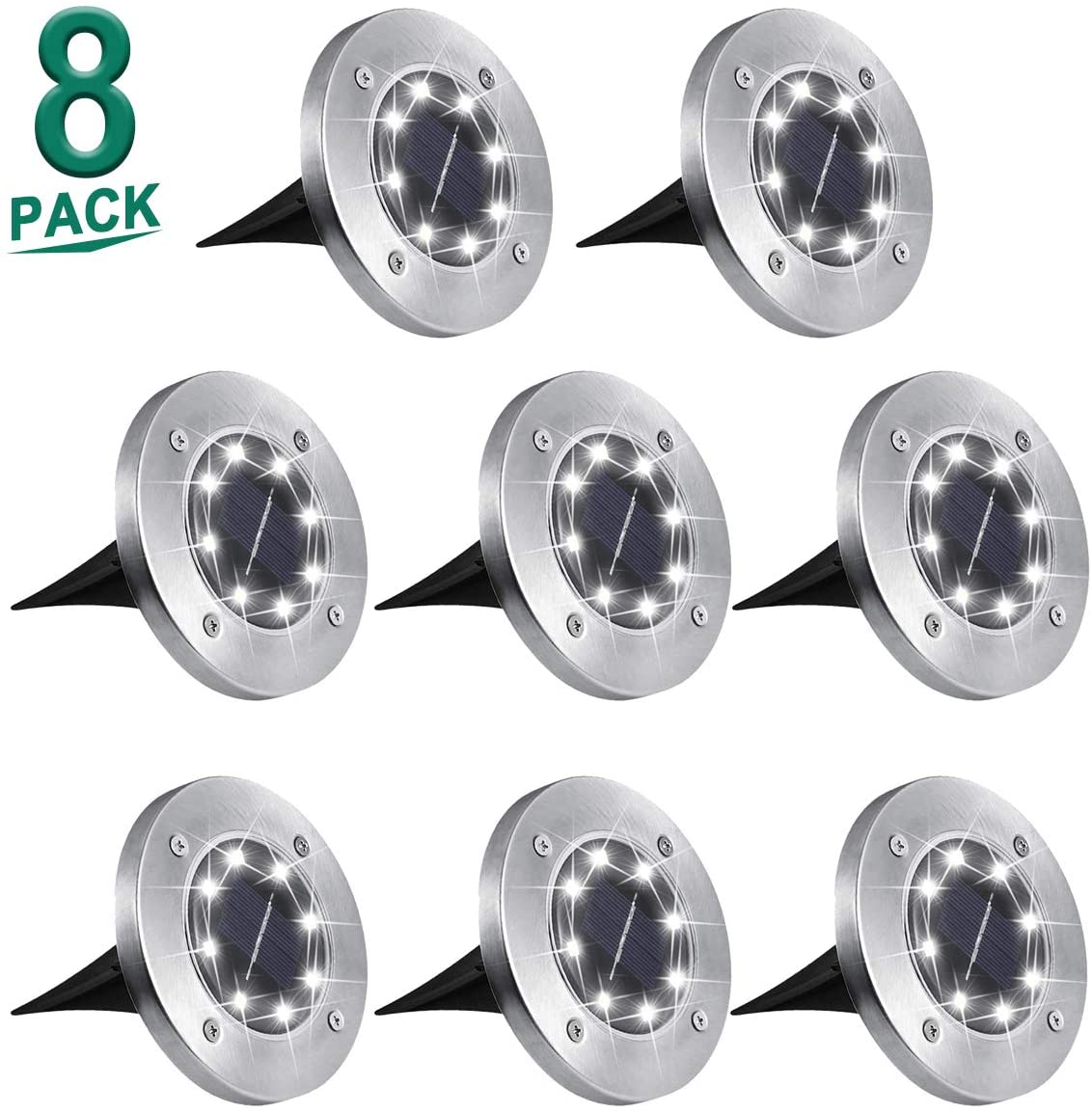 16-Pack Outdoor Waterproof Solar Ground/Pathway Lights 8-LED