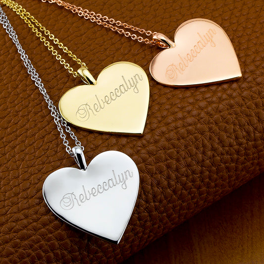 Personalized Heart Disc Necklace