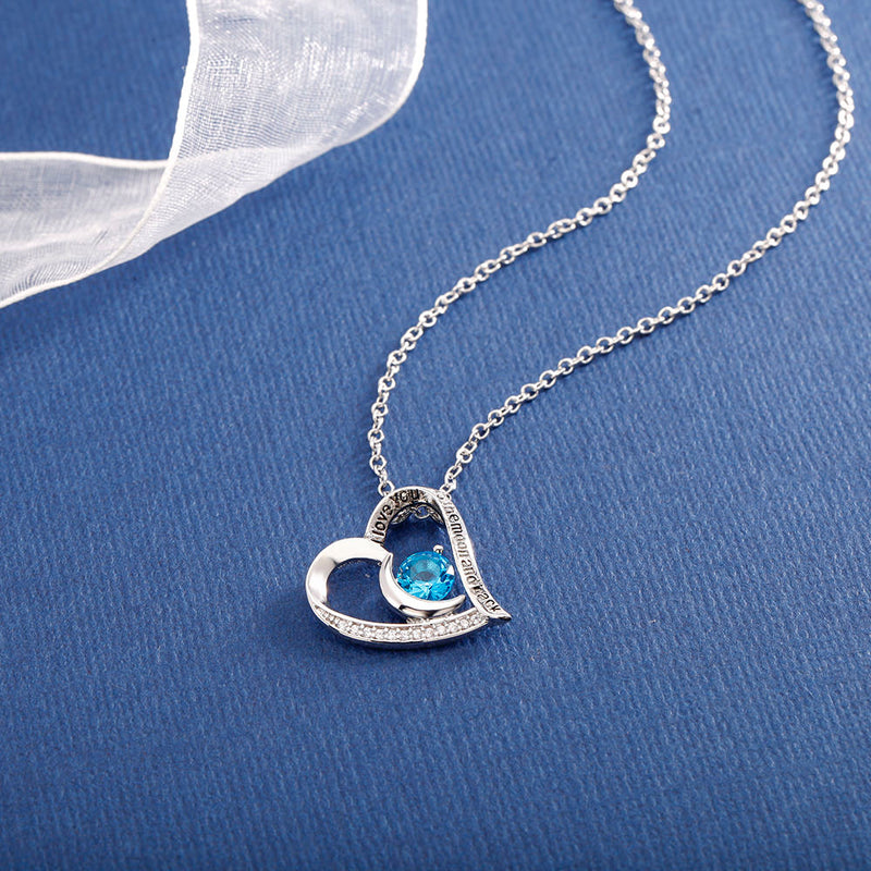 "I Love You To The Moon And Back" Sapphire Heart Necklace