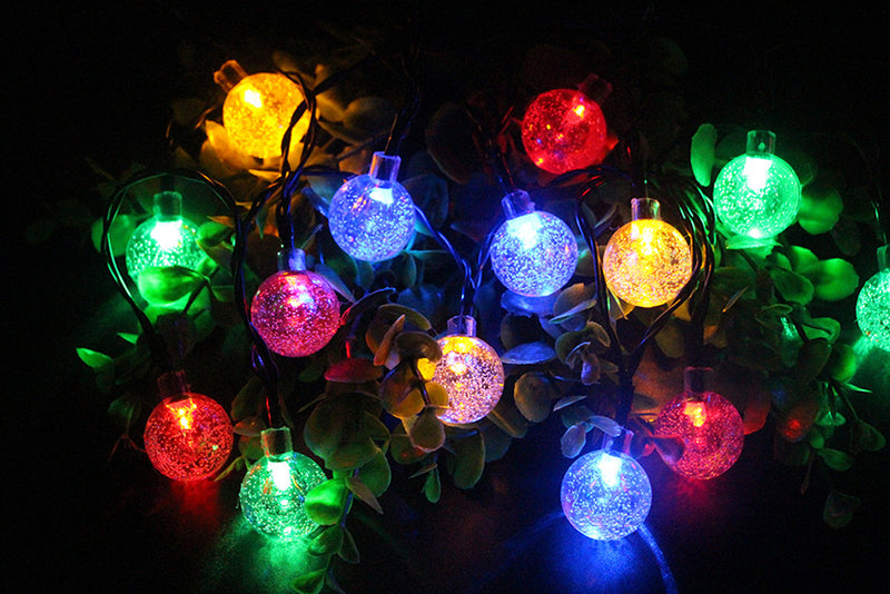 20 LED 16Ft Crystal Ball Solar String Lights