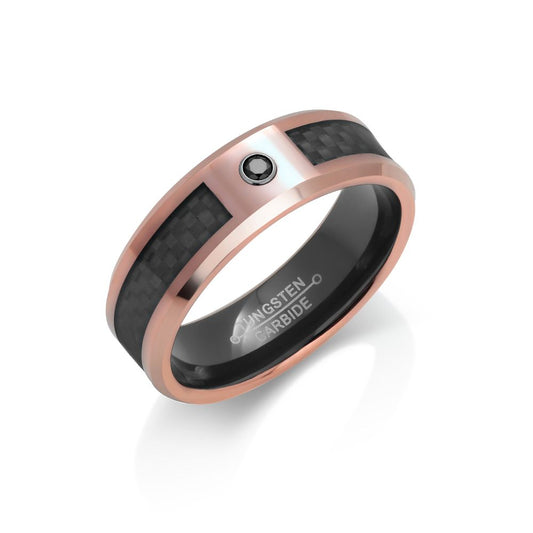 8mm Tungsten Carbide Unisex Band Rings - Carbon Fiber