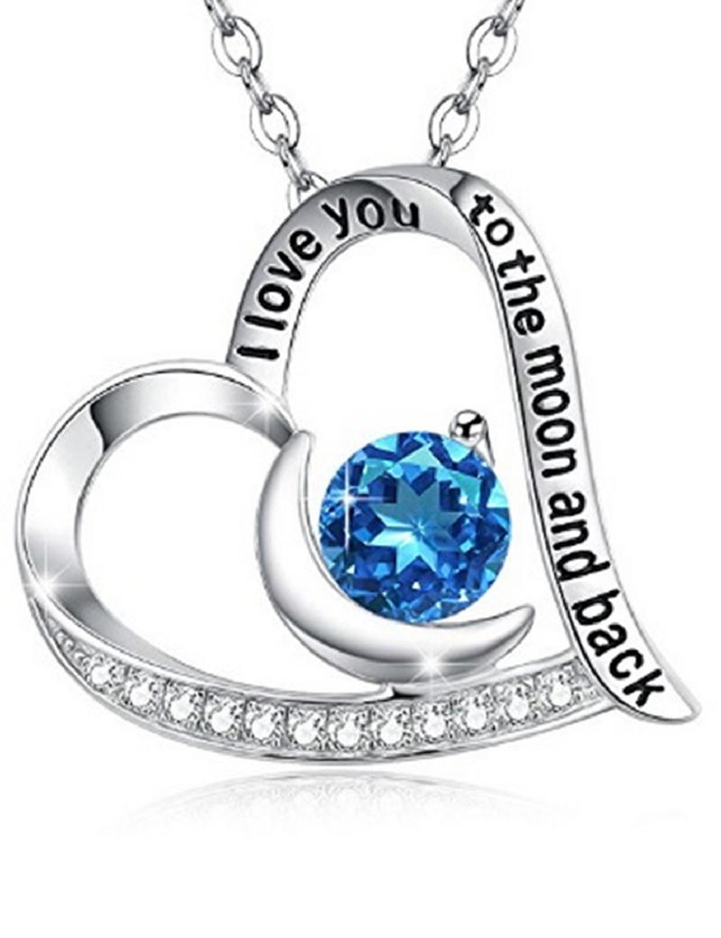 "I Love You To The Moon And Back" Sapphire Heart Necklace