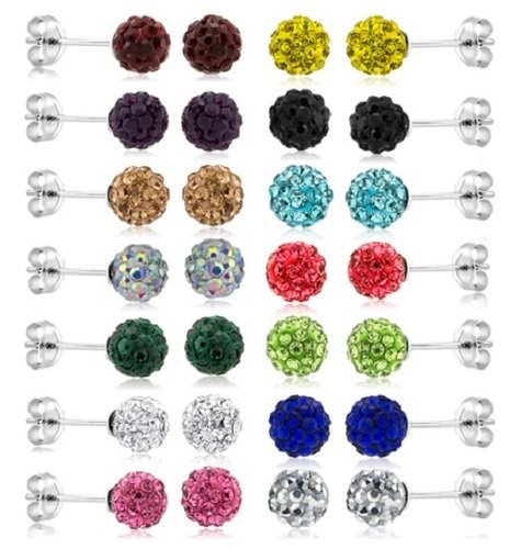 14 Pairs Inspired Swarovski Crystal Ball Earrings Set