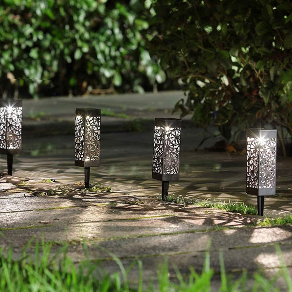 4-Pack: LED Outdoor Waterproof Hollow Solar Garden Lights