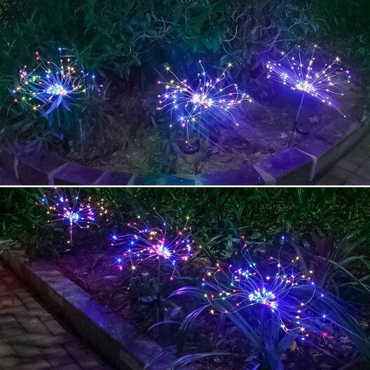 2 Pack: LED Solar Firework Garden Light