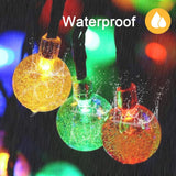 Solar String Lights 20 LED 16Ft Outdoor Colored Waterproof Crystal Ball Lights - MITOPDEAL
