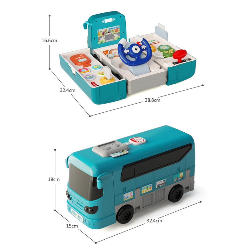 Bus Car Toy, Kids Play Vehicle with Sound and Light, Simulation Steering Wheel, - MITOPDEAL