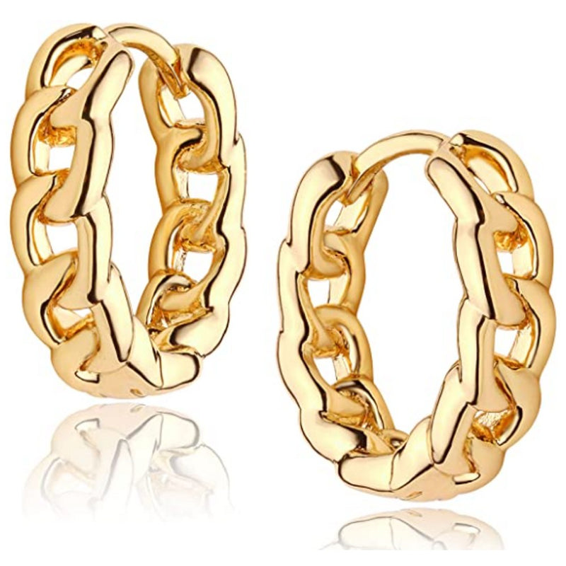 18kt Gold Chain Link Huggie Earrings