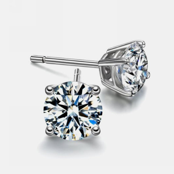 2ct Sterling Silver Round Simulated Diamond Studs