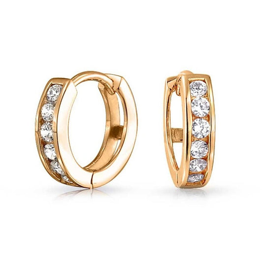 18kt Yellow Gold Tone & CZ Huggie Earring