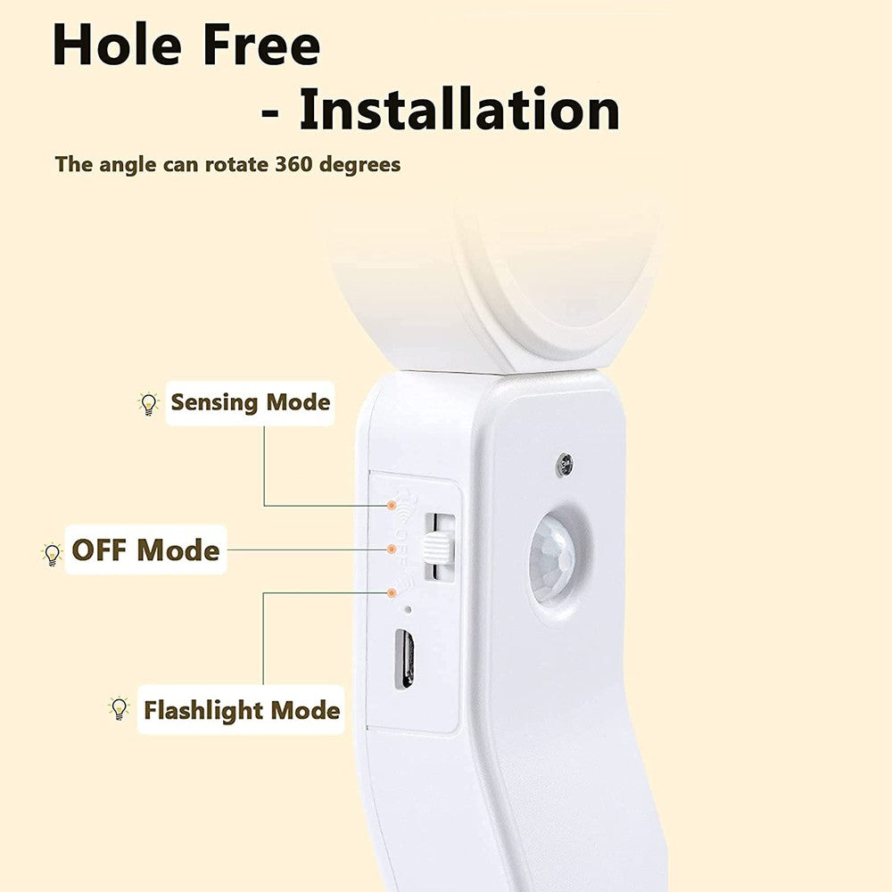 2-Pack Motion Sensor Night Light, 2000mAh Rechargeable Battery Operated Light - MITOPDEAL