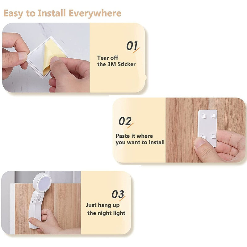 2-Pack Motion Sensor Night Light, 2000mAh Rechargeable Battery Operated Light - MITOPDEAL