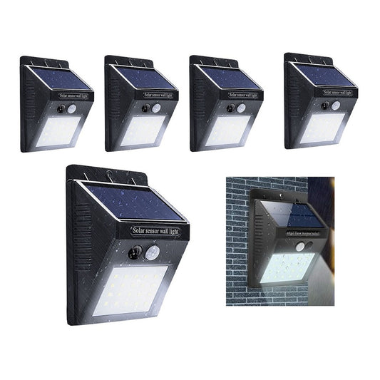 HAKOL 5 pack Outdoor Super Bright 20 LED Solar Light w/ Wireless IP65 Waterproof Motion Sensor