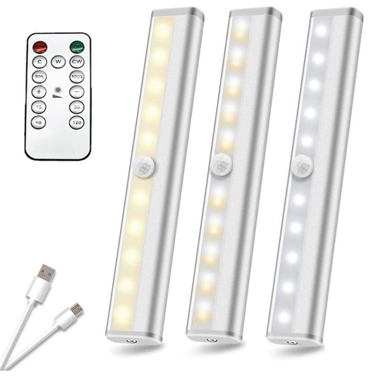 3-Pack LED USB Rechargeable Wireless Sensor Light w/ Remote - MITOPDEAL