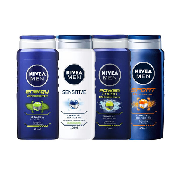 Nivea Men 3-in-1 Shower Gel, 400ml (Pack of 8)