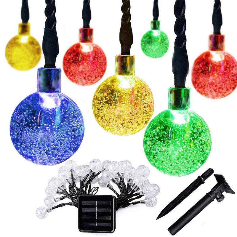 Solar String Lights 20 LED 16Ft Outdoor Colored Waterproof Crystal Ball Lights - MITOPDEAL